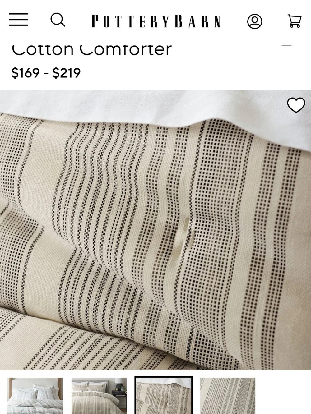 Pottery Barn Hawthorn Stripe  Comforter Sham King Size Set Of 2 NWT